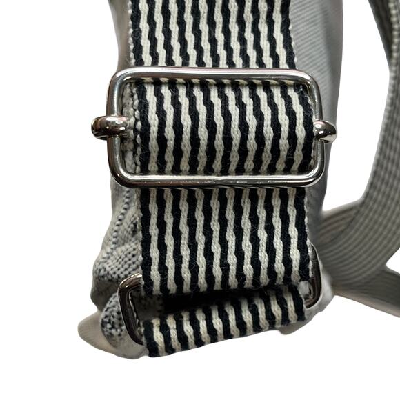 Hermès Fourre-Tout Messenger Bag Gray Cotton Canvas Black Stripe Made in France - Picture 10 of 16